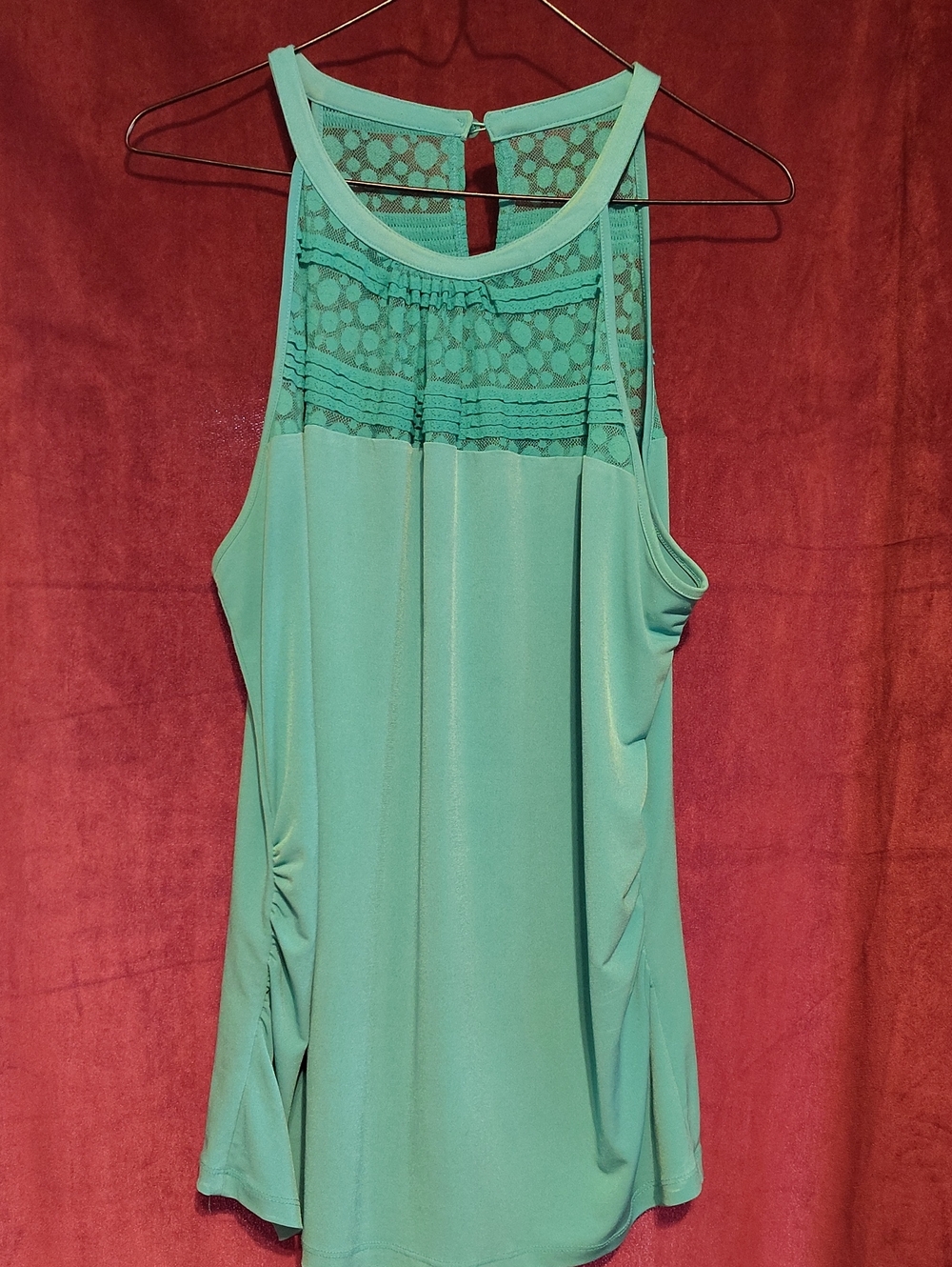 New York & Company Mint Green Lace Yoke Halter Camisole